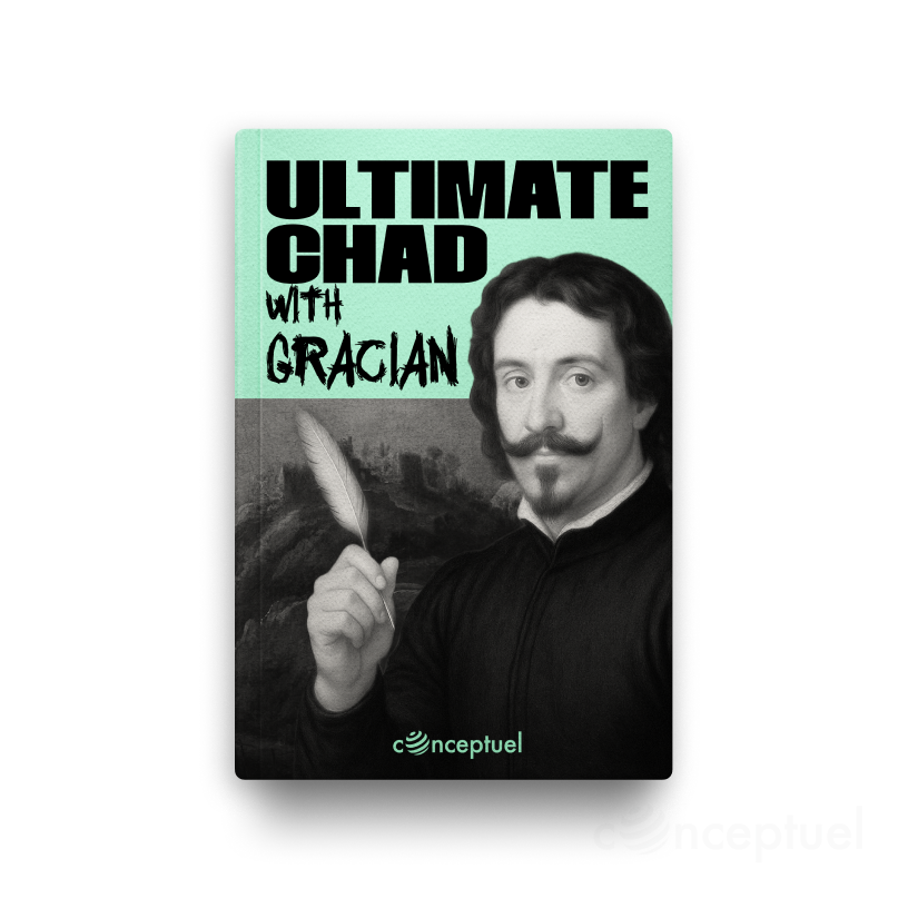 Ultimate Chad with Gracián book cover edited by Robbie Conceptuel