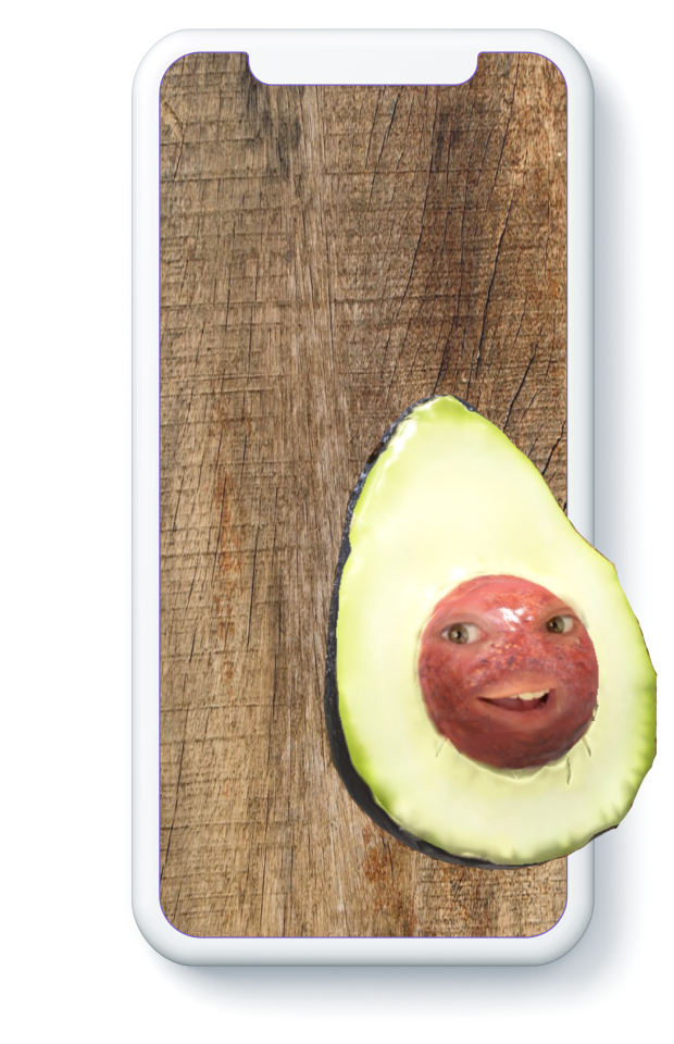 Aperçu du filtre Avocado représentant un avocat en 3D