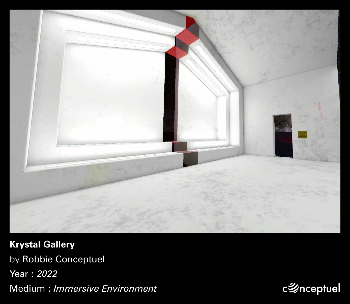 Geometric display area featuring prismatic design elements