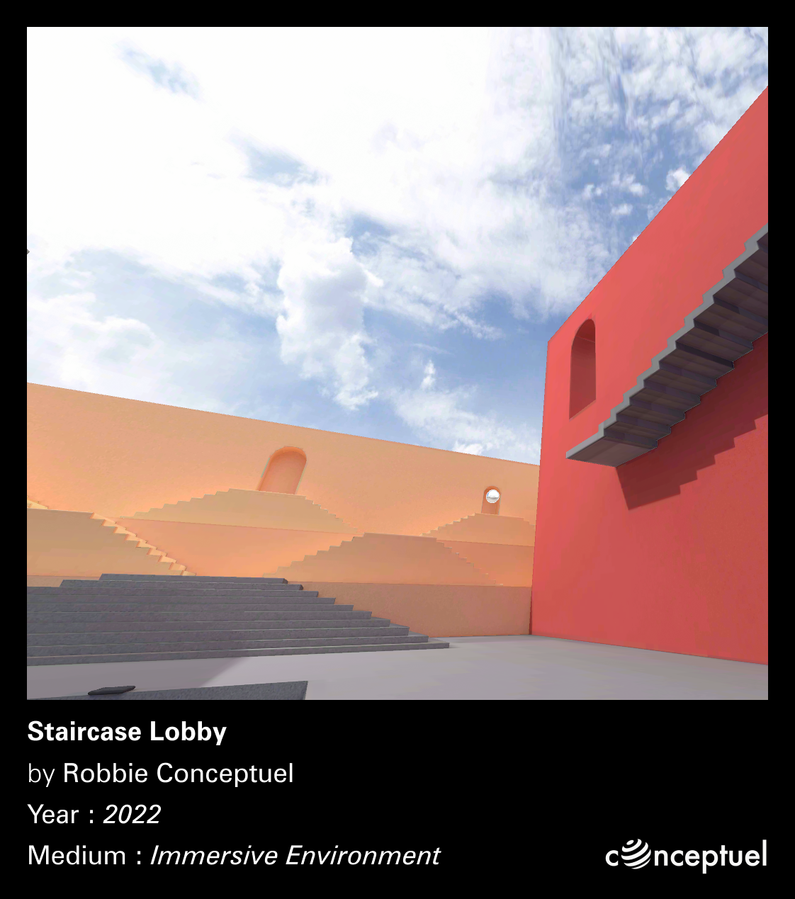 Upper landing perspective with architectural details